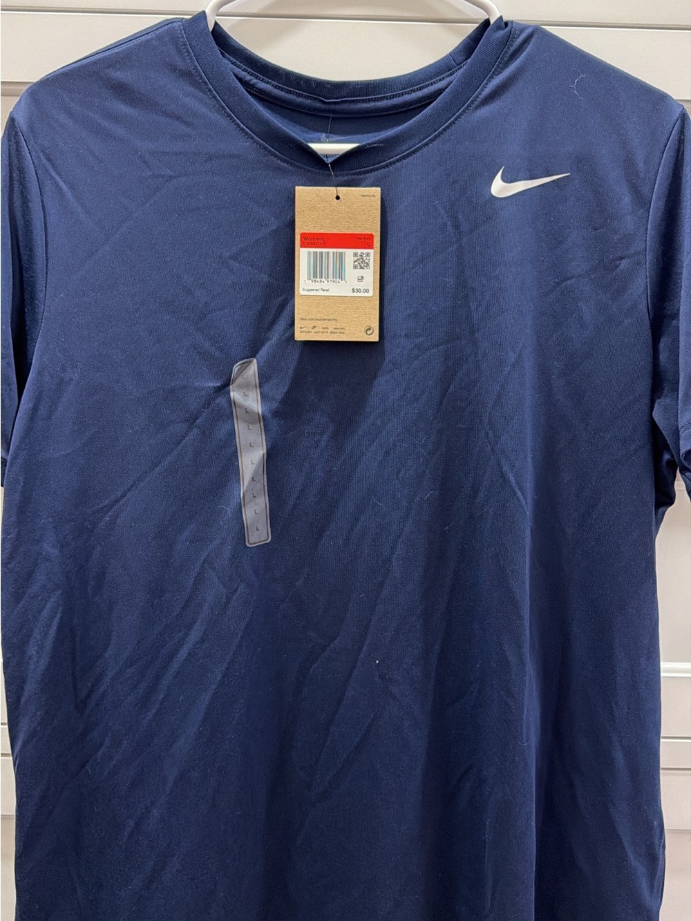 Nike Men’s Navy Short-Sleeve Dri-FIT Crew Tee with White Swoosh